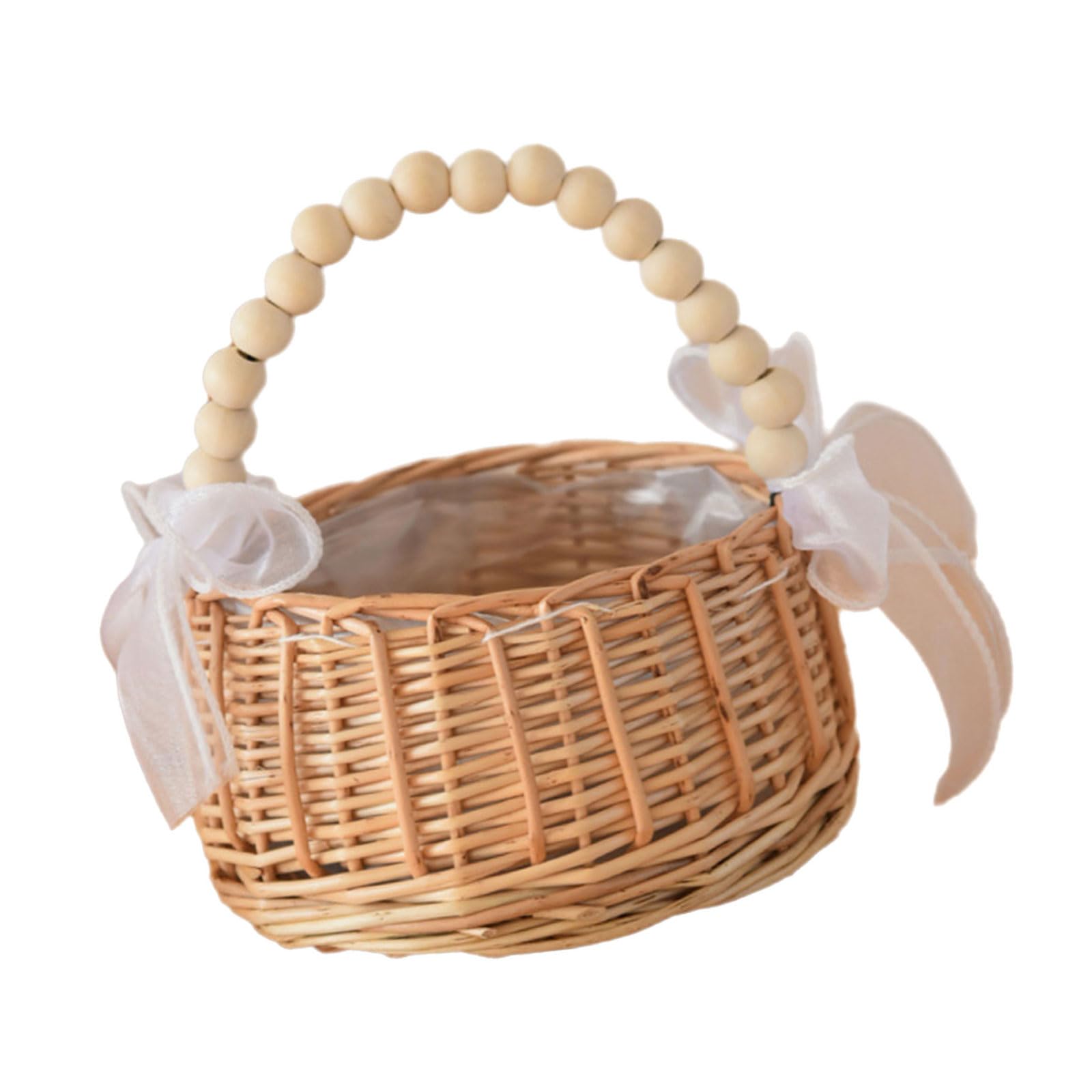 Handheld Artificial Decorative Basket Multipurpose Basket Wicker Handbag for Home Decoration and Event Planning Wedding Flower