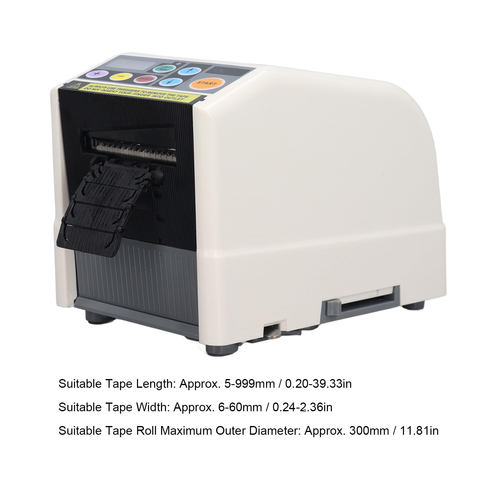 Luocute Dispensador Automático de Cinta, Cortador de Cinta Adhesiva, Ancho 6-60 Mm, Longitud 5-999 Mm, for Embalaje y Sellado (Enchufe europeo 220-240V)