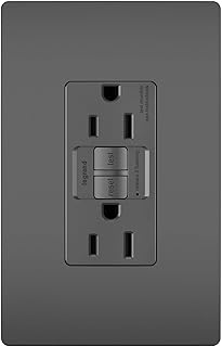 Pass & Seymour 1597-TRBK Specification Grade Tamper Resistant Self-Test GFCI Duplex Receptacle 15 Amp 125 Volt AC NEMA 5-15R Black Radiant TradeMaster