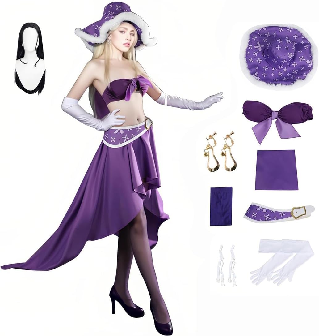 Juejuezi Women Nico Robin Cosplay Purple Dress Anime Nico