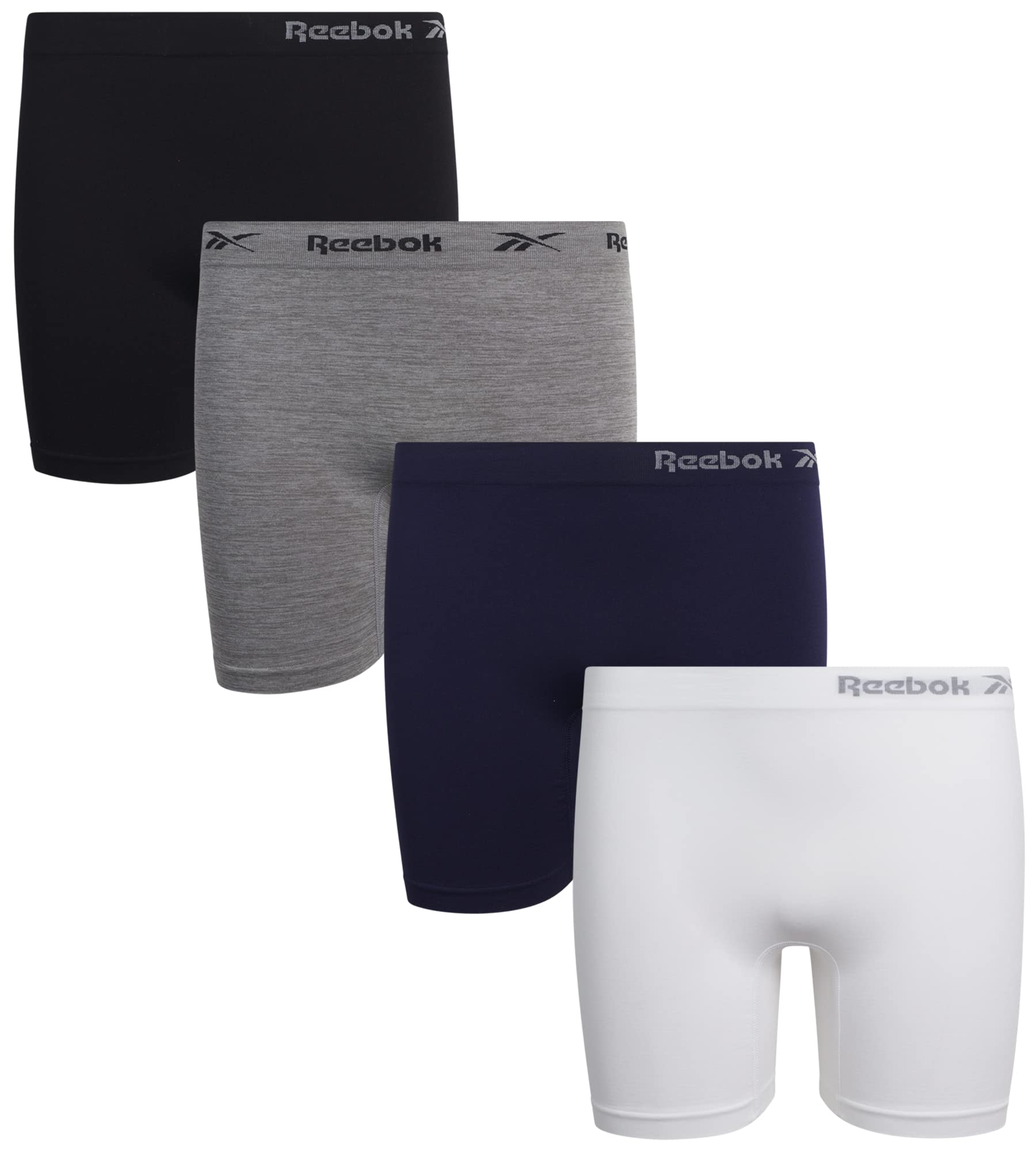 ReebokGirls' Boyshorts Underwear - 4 Pack Soft Seamless Long Leg Boy Shorts - Playground Shorts for Girls (6-16)