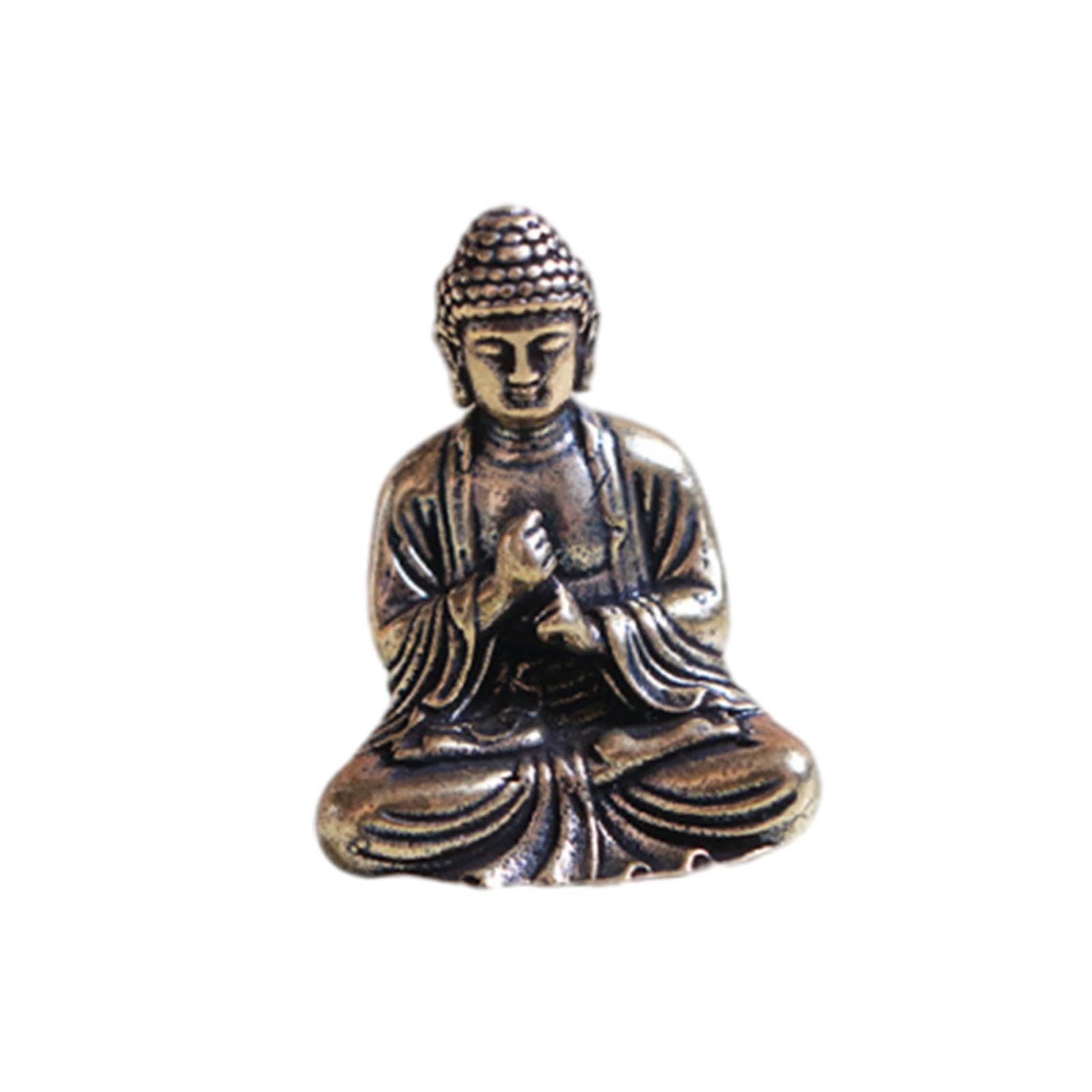 TWISAXC Compact Brass Buddha Ornament Graceful Miniatures For Tea Room Display For Decoration At Home Or Office Mini Brass Tathagata Buddha Tea Pet Figurine, 2.4x2.9cm