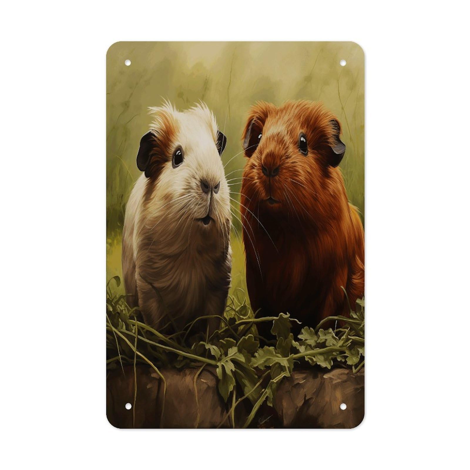 Btcowzrv Style Guinea Pig On The Grass Metal Tin Sign Wall Decor Hanging Plaque