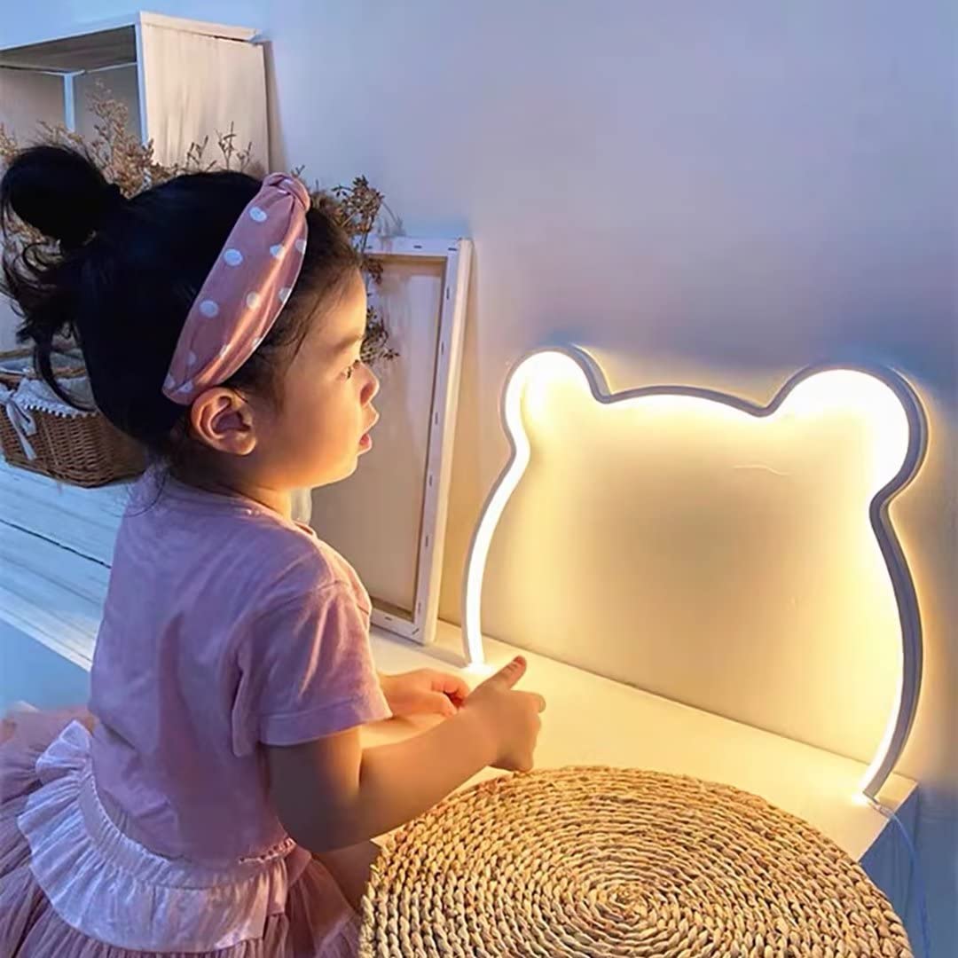 Nowoczesne żyrandole LED Niedźwiedź Kinkiet nocne, Śliczne kinkiety pokoju dziecięcego, Lampka nocna Lampki stołowe, do ładowania USB, z funkcją ściemniania