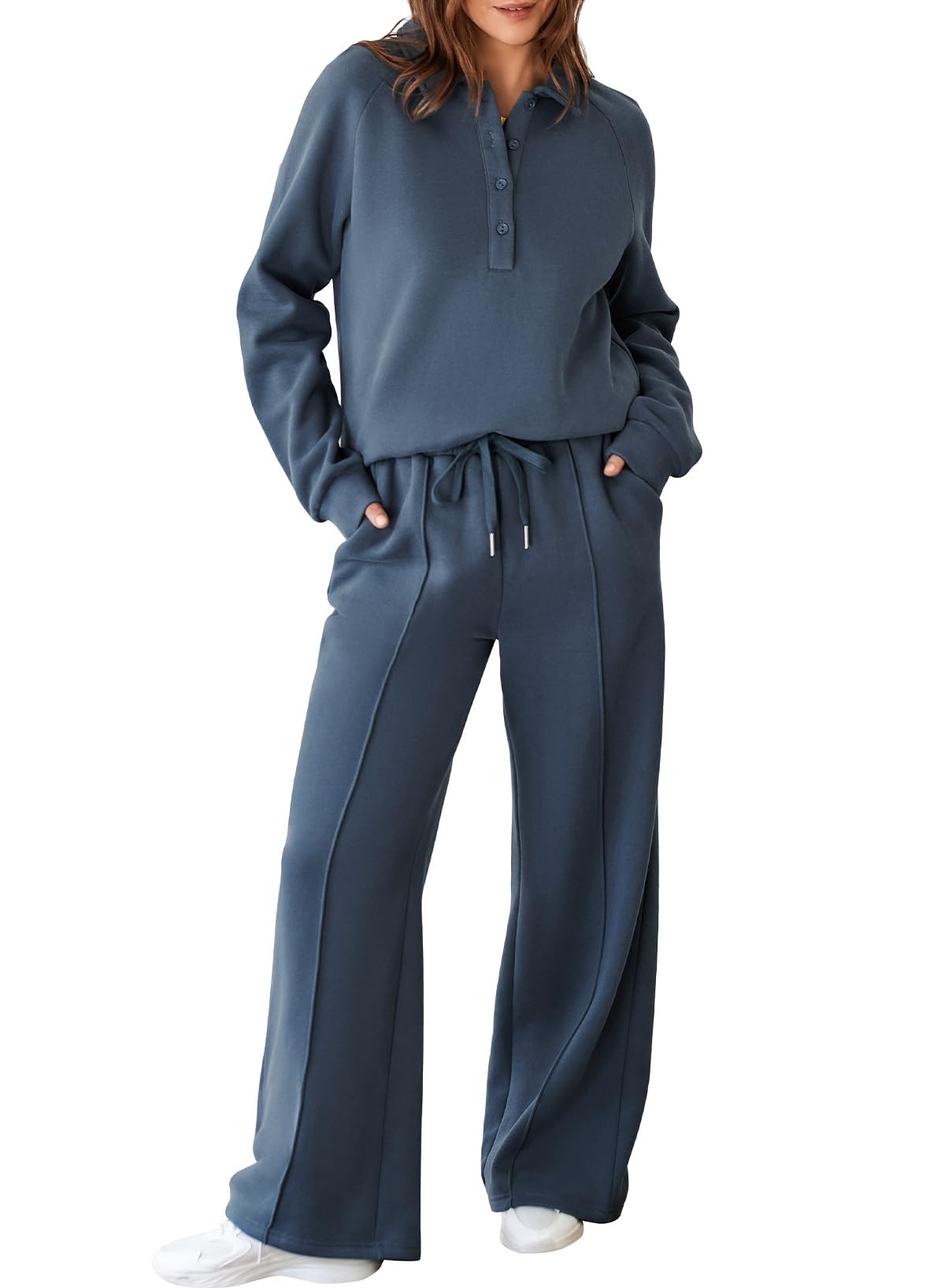 Aleumdr Women's 2 Piece Outfits Sweatsuit Oversized Sweatshirt Wide Leg Sweatpants Matching Lounge Set 2024