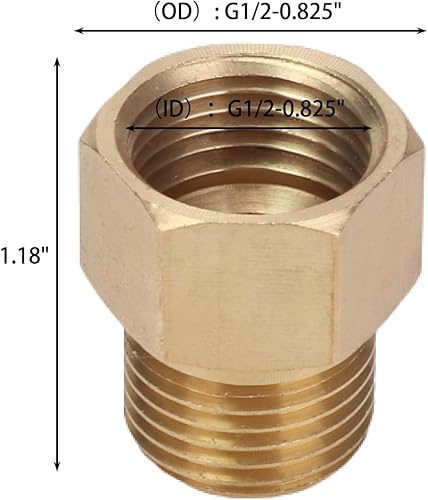 Miniatura 4 de 2 piezas de buje hexagonal reductor de latón, accesorio de tubería roscado de 12 "G macho a 12 "G hembra, convertidor de adaptador de tubo de