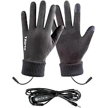 Heated Gloves for Men Women, 3 Adjustable Temperature Washable Bike Gloves, USB Windproof Anti-slip Glove for Winter Driving Cycling Hiking Skiing