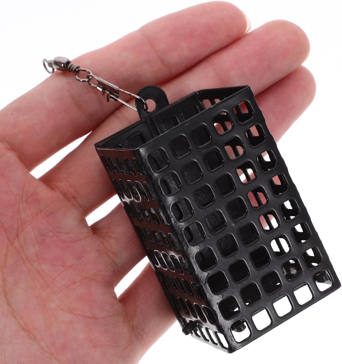 SUPVOX Compact Fishing Bait Cage Feeder Holder 2.28X1.29X1.18 Inch Metal Bait Basket for Carp Crustaceans Freshwater Fishing with 6 Pack