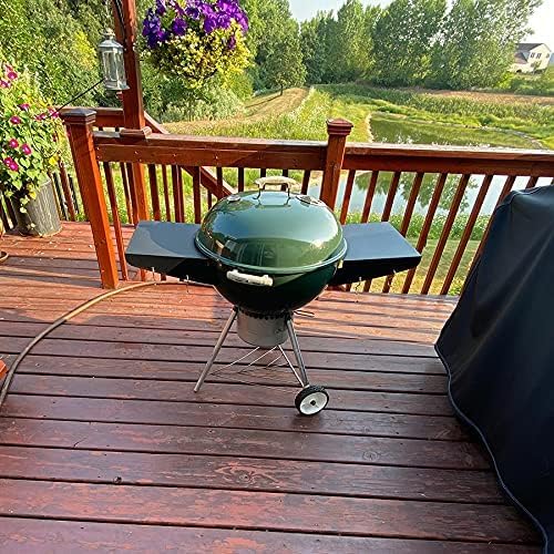 Grilltischablage für Weber Kugelgrill 57 cm, Weber Master Touch 57 cm, Premium, Original Holzkohlegrill 22 inch, Kugelgrillzubehör, BBQ Seitentisch, Pulverbeschichteter Stahl, Outdoor BBQ
