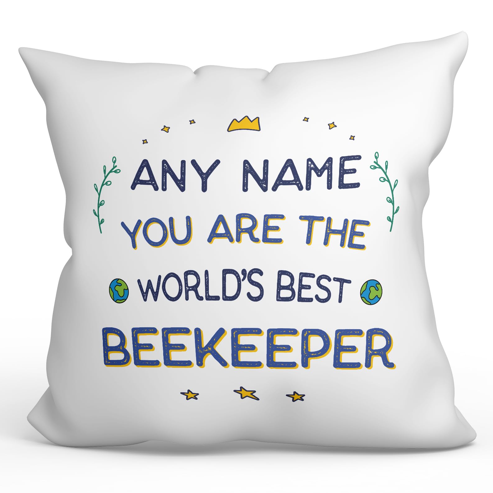 MUGFFINS Personalised Cushion for BEEKEEPER Padding included - in English - World's Best - Funny custom gift - Pillow: cover and filling 15.7x15.7 inches โ image 1