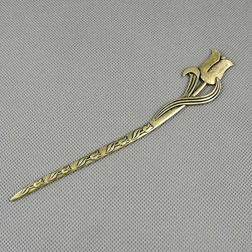 30 PCS Jewelry Making Charms Findings Supply Supplies Crafting Lots Bulk Wholesale Antique Bronze Tone Plated 10287 Lily Hairpin Hair Stick