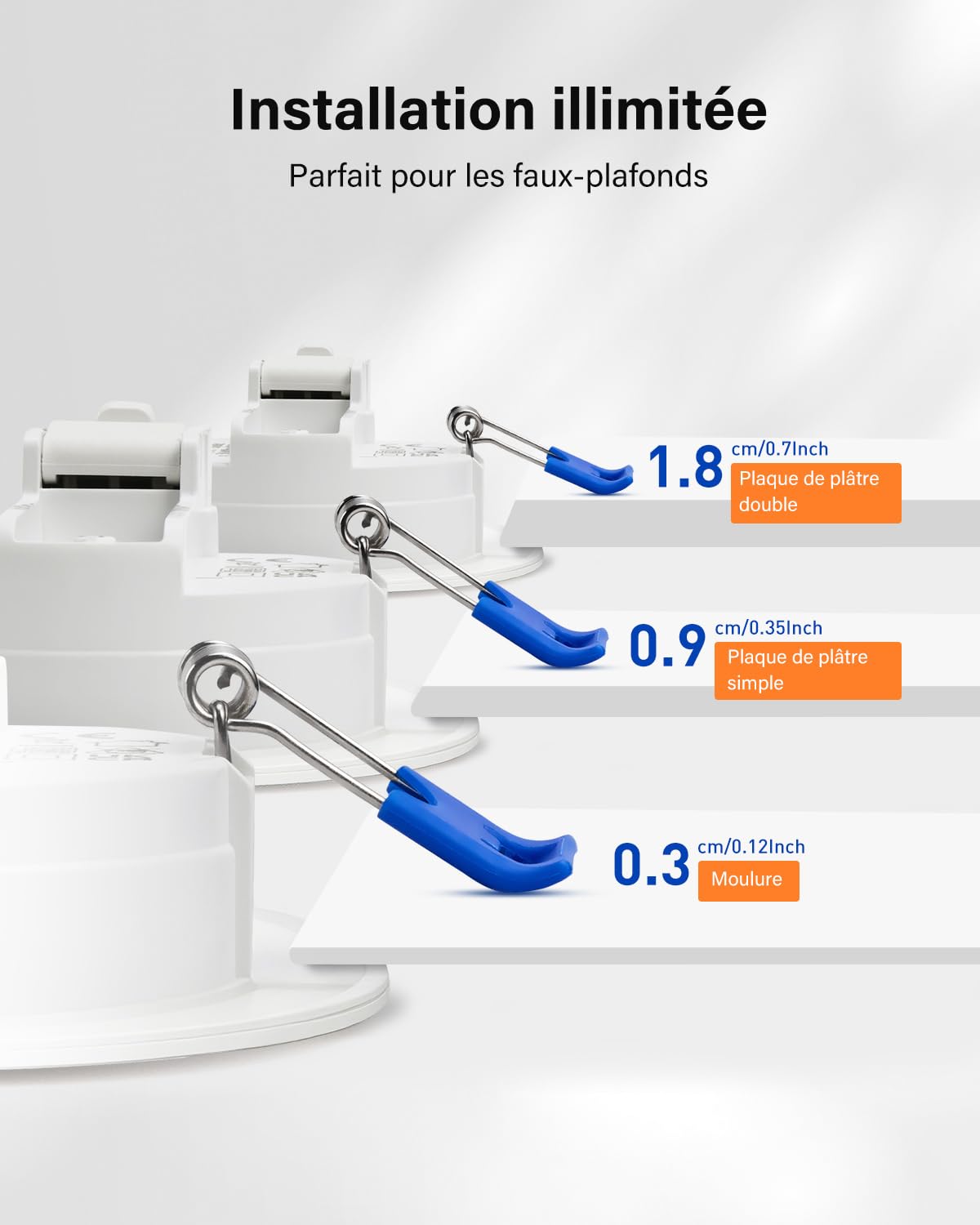 Leselux Spot LED Encastrable Salle de Bain IP65, 10 x 5W Spot de Plafond 4000K Blanc Neutre 400LM, Spots LED Extra Plat 35mm, Éclairage Encastrés pour Cuisine Salon Couloir, Trou Φ68-80mm