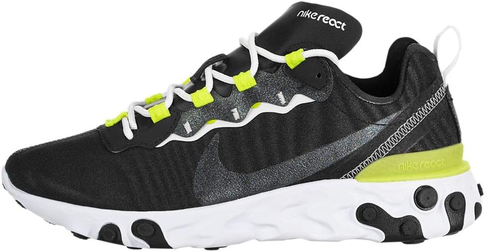 Nike black & white react element 55 trainers Clearance