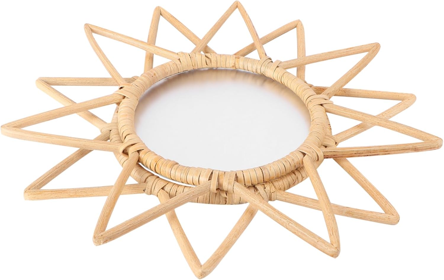 RORPOIR 1 Piece Decorative Rattan Mirror Photography Props Wall Hanging