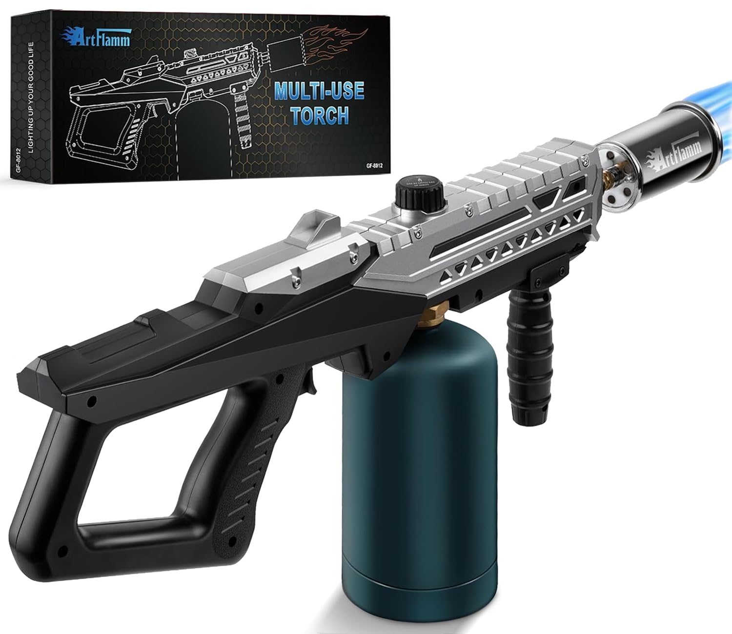 Powerful Grill Torch Gun | Propane Torch Gun, Adjustable Flamethrower | Blowtorch for BBQ, Camping, Charcoal Lighter & Fire Starter
