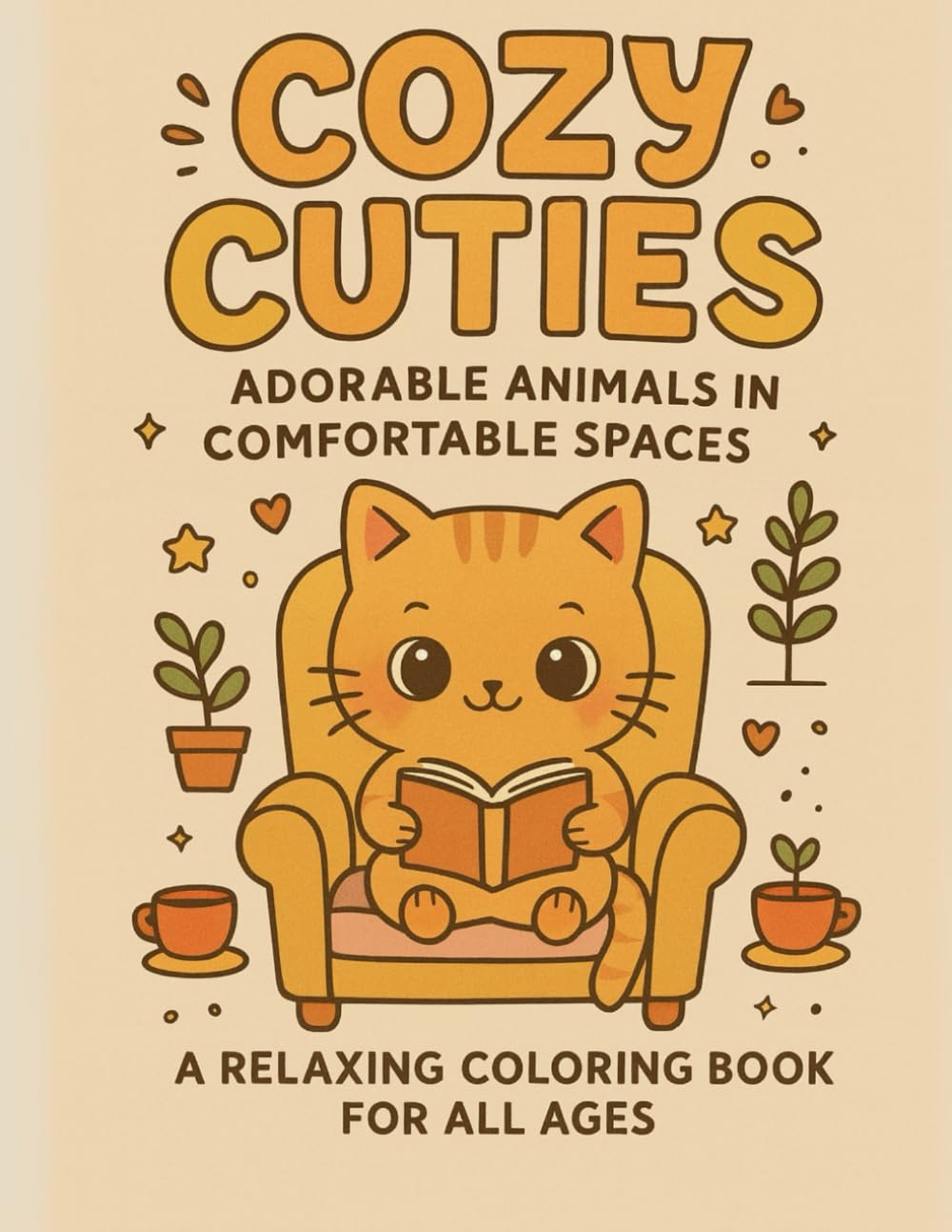 Cozy Cuties: Adorable Animals in Comfortable Spaces: A Relaxing Coloring Book for All Ages