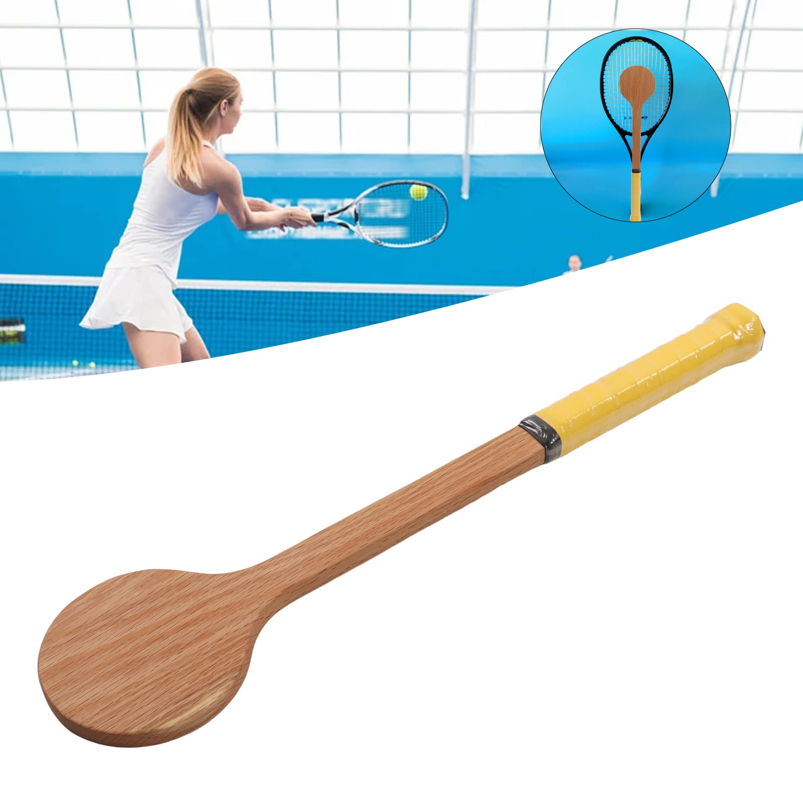 Wooden Spoon Tennis Pointer, Trainer Racket Swing Practice Training Aid with Storage Bag for Sports, Improve Swing Accuracy (Children's model-55cm)