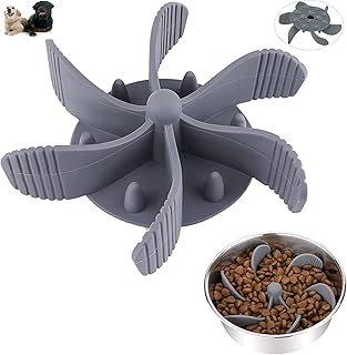 oGoDeal Dog Slow Feeder,Spiral Insert Slow Feeder Dog Bowl for Slow Down Eating with 36 Strong Suction Cups,Preventing Overeating and Anti-Slip Slow Eating Dog Dish for Pet Feeders-Gray