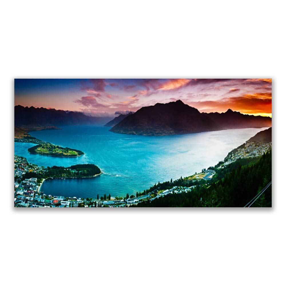 Tableau décoration déco mural moderne design fjord en verre trempé 140x70cm