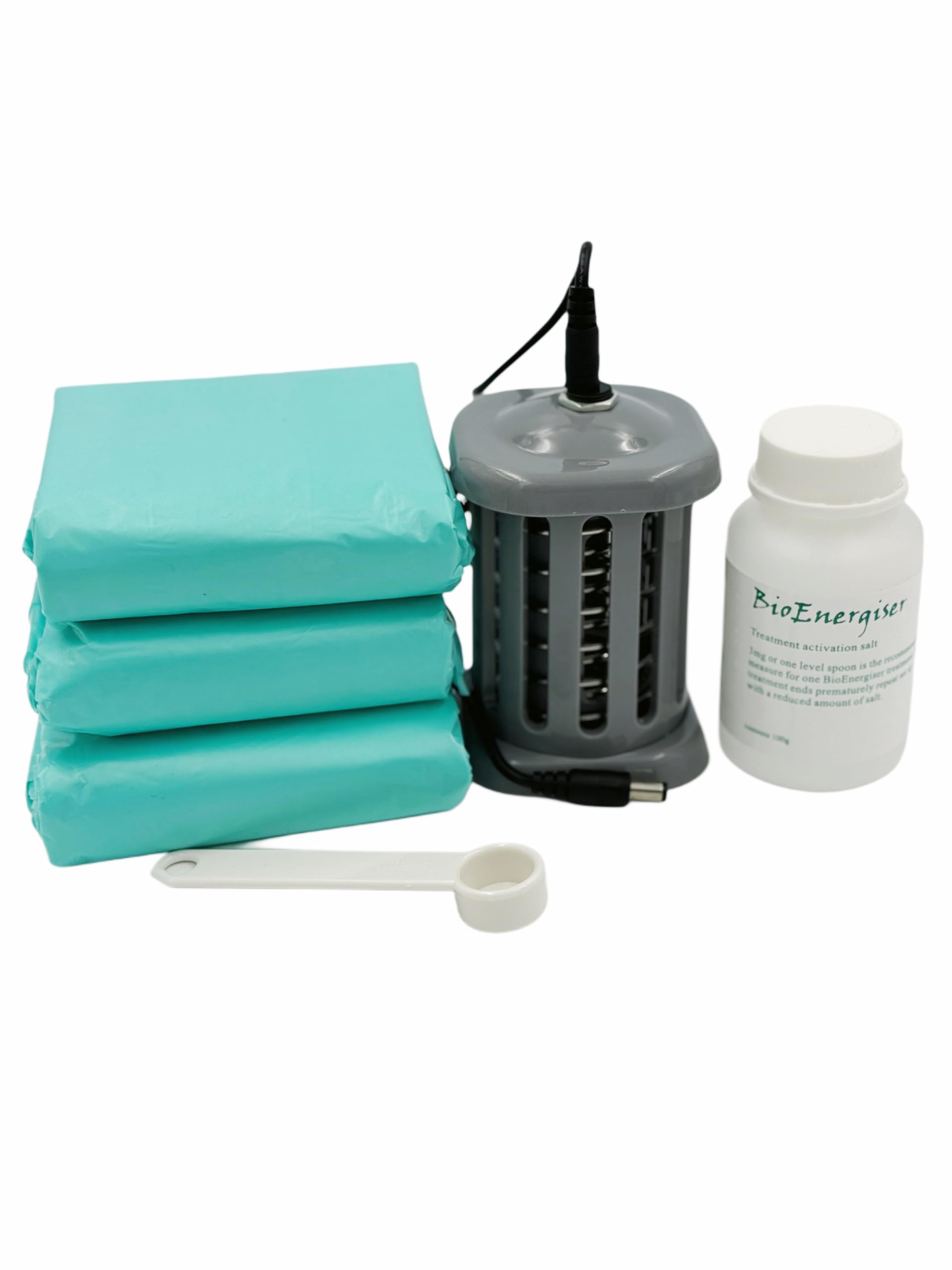 BioEnergiser Zubehör-Set für Fuß-Elektrolyse-Bad Classic Edition I inkl. 1 Spule - 30 Hygiene-Beutel - 100 g Aktivierungs-Salz I Verbrauchs-Material f. Detox-Fußbad-Gerät I Komplett-Set 32 Teile