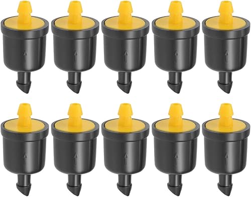 uxcell Gotero compensador de presión 5 GPH 20L/H Emisor para riego por goteo de césped de jardín con conector de manguera de púas Plástico Amarillo