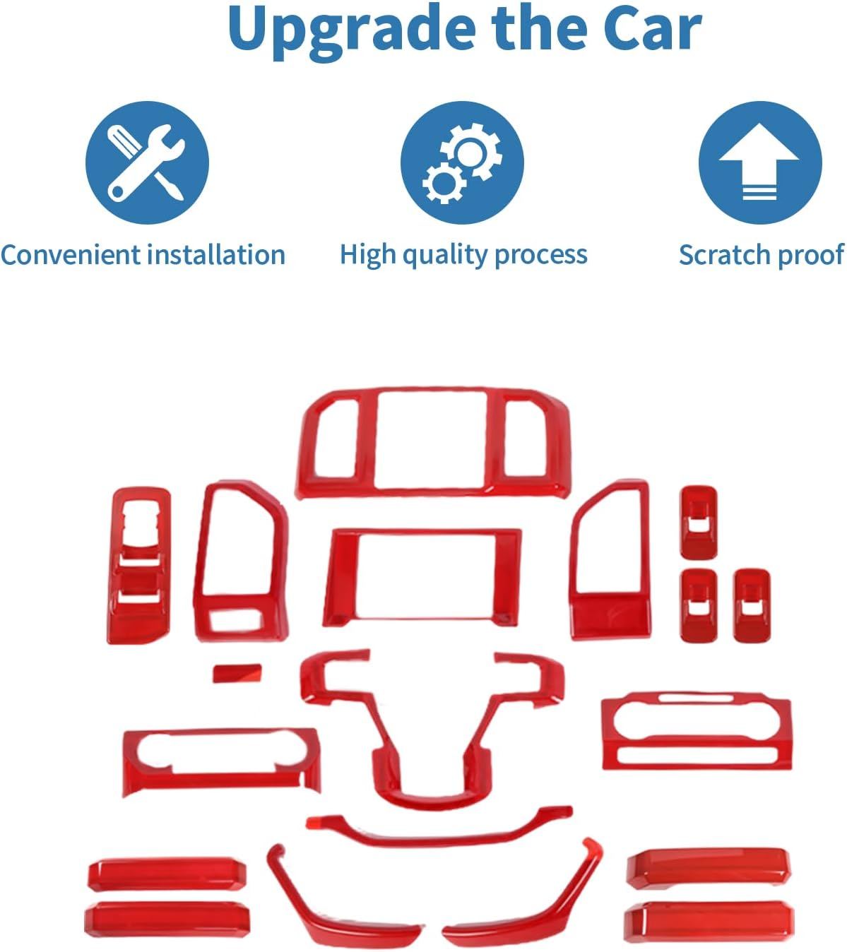 for F150 Center Console Interior Trim Kit Fit for Ford F150 2015-2020 Red Interior Accessories 19pcs