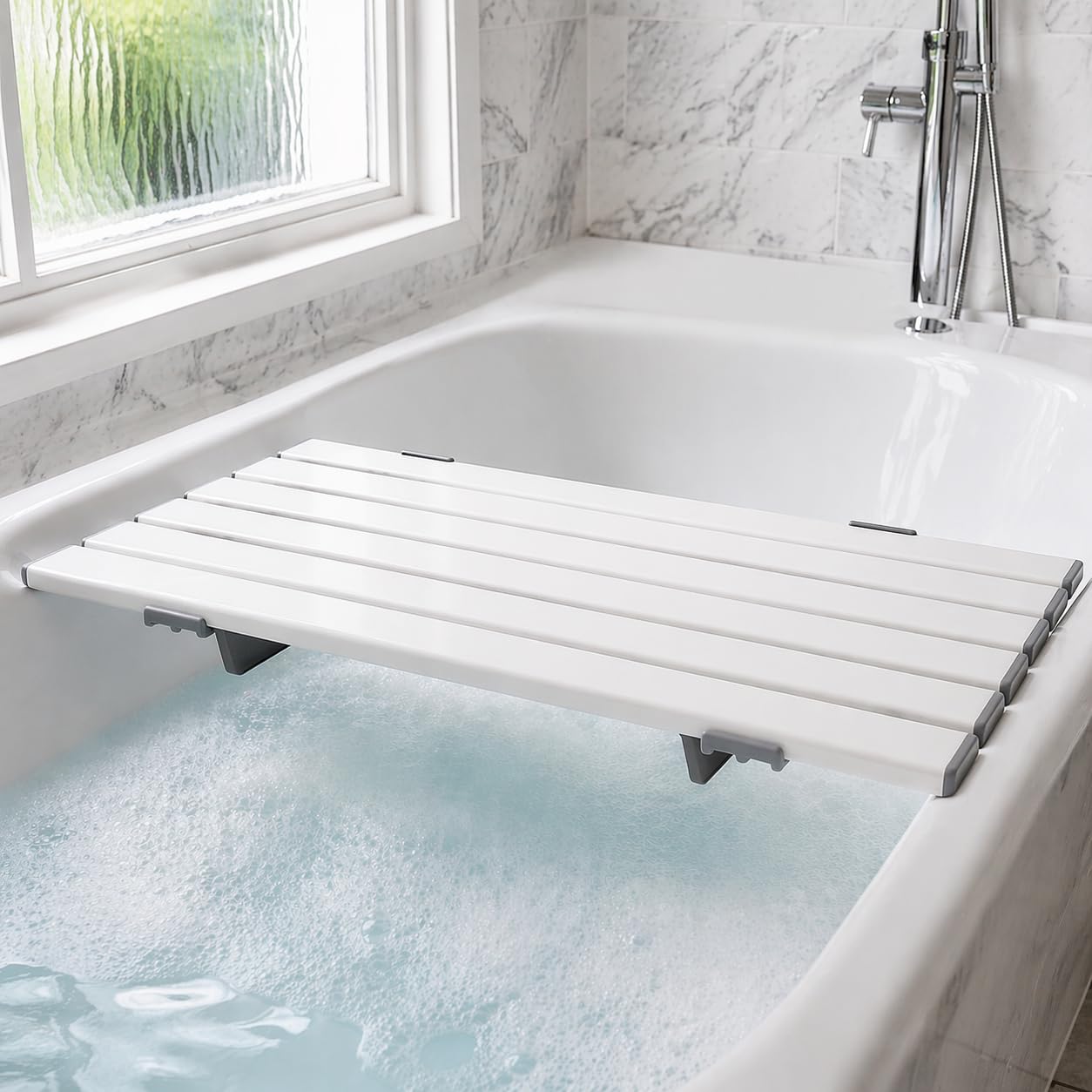 Tavola da doccia regolabile per anziani, disabili o recupero, antiscivolo, per vasca da bagno e doccia, per lavaggio, cura della persona, sicurezza (66 cm)