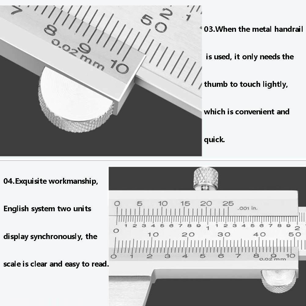 Vikye Precisiemetalen schuifmaat Handmatige schuifgereedschap Micrometer Liniaal voor het meten van de binnendiameter en de buitendiameter (12,7 cm Vikye Precisiemetalen schuifmaat Handmatige schuifgereedschap Micrometer Liniaal voor het meten van de binnendiameter en de buitendiameter (12,7 cm