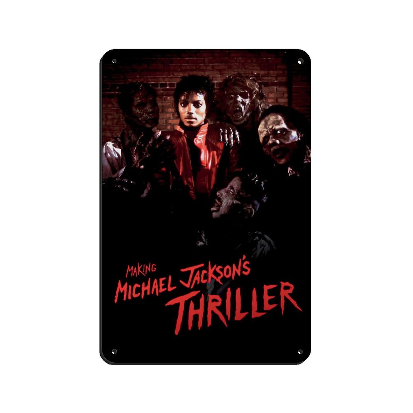 Michael Jackson Thriller Poster Tin Sign Vintage Metal Pub Club Cafe Bar Home Wall Art Decoration Poster Retro 8x12inch(20x30cm)