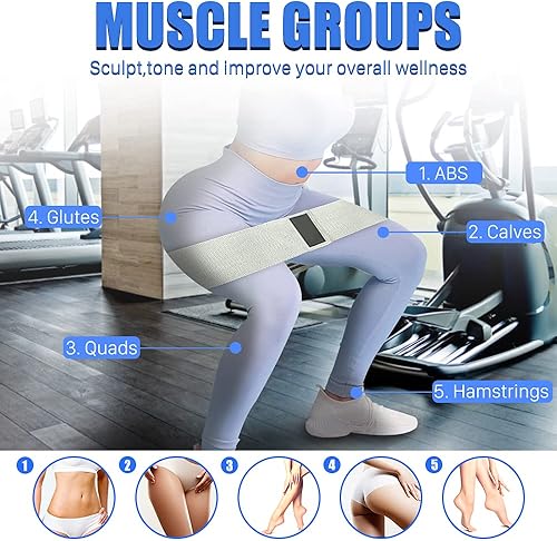 Miniatura 4 de Bandas de resistencia para mujeres y hombres bandas antideslizantes para botines y nalgas 3 niveles de entrenamiento bandas de ejercicios bandas de