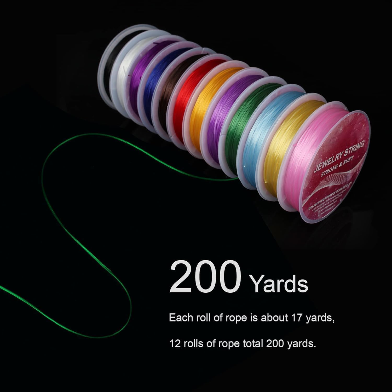 Elastische Schnur Schmuck Herstellung 1mm 12 Rollen Mischfarbe, 12m/Rolle, Armband String Stretch Bead Cord Stretch String Armbänder, Halsketten, Schmuck Perlen Zubehör,DIY Basteln