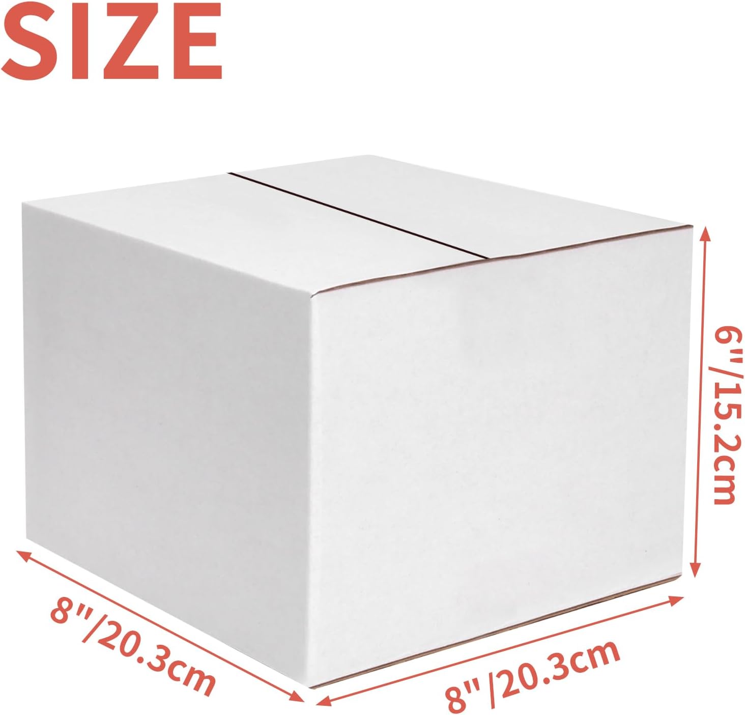 25 Packs Small Shipping Boxes 8x8x6 Inches, White Corrugated Cardboard Box for Shipping, Packing, Business, DIY