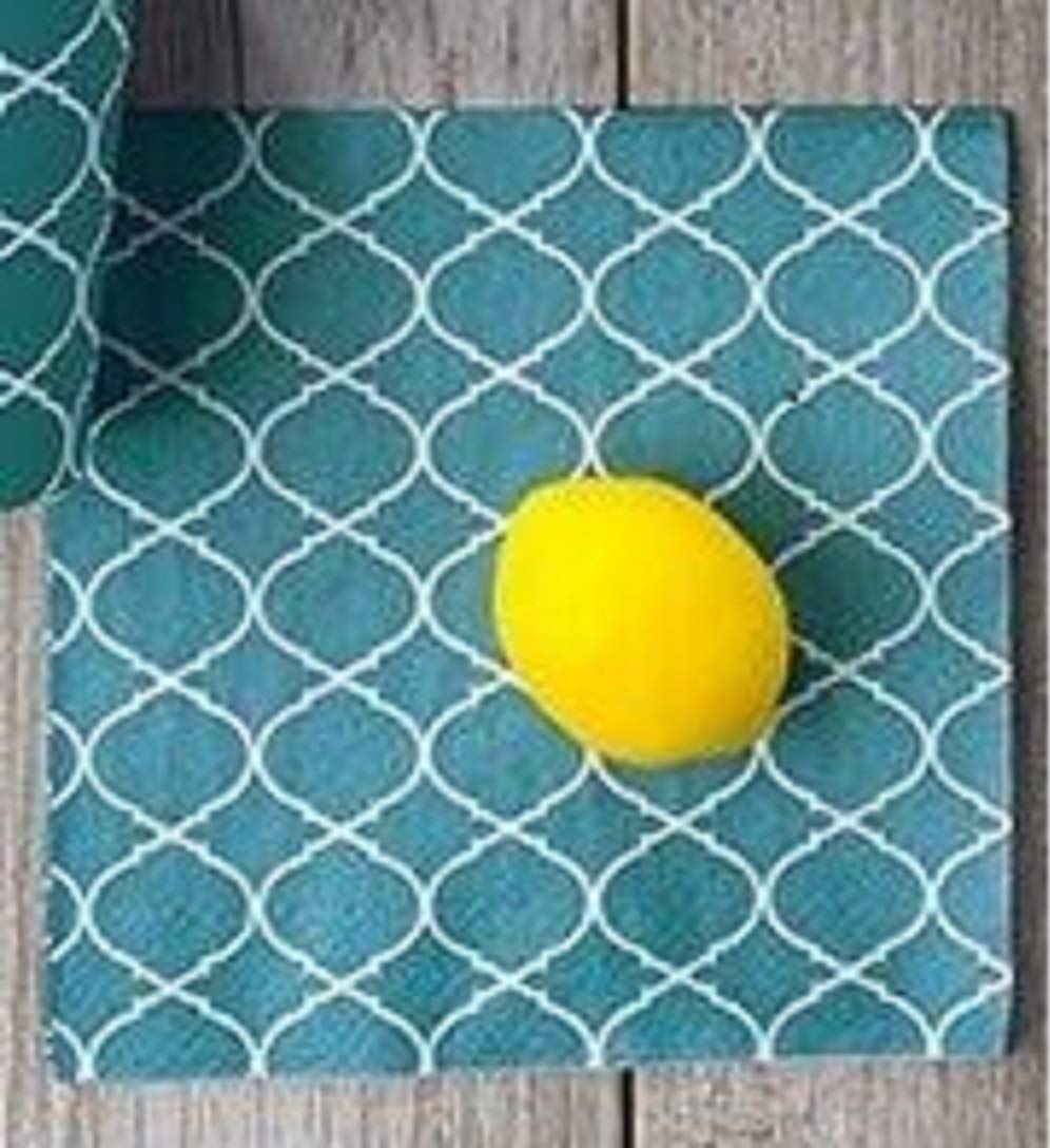 KINGZAK Lattice Lunch Paper Napkins | Blue | Pack of 40 (76024)