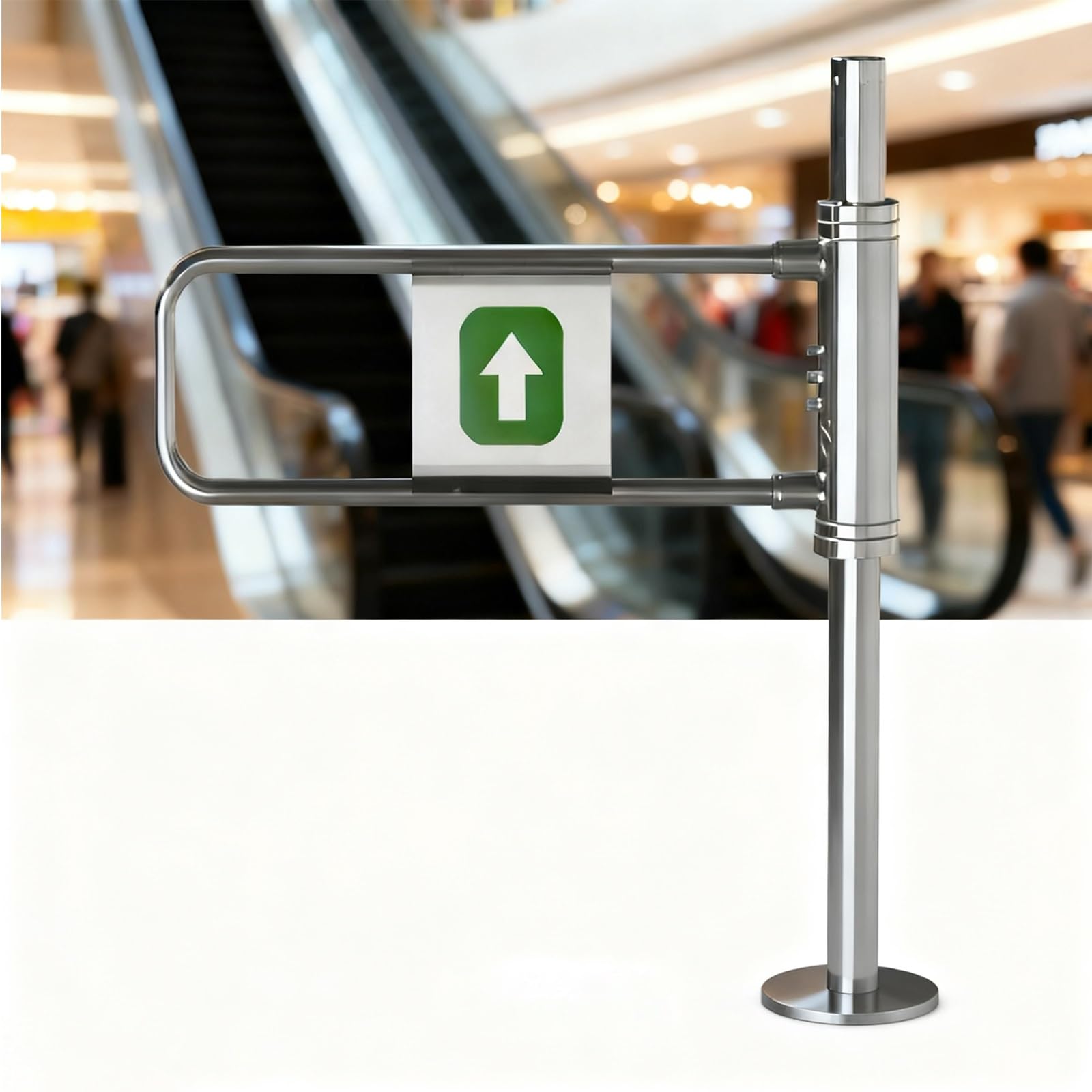 Portillon battant métallique à fermeture automatique - Ouverture manuelle à 90° pour piétons, idéal pour supermarchés, tourniquet de sécurité, entrée unidirectionnelle, 80 cm (31,5 po), fini