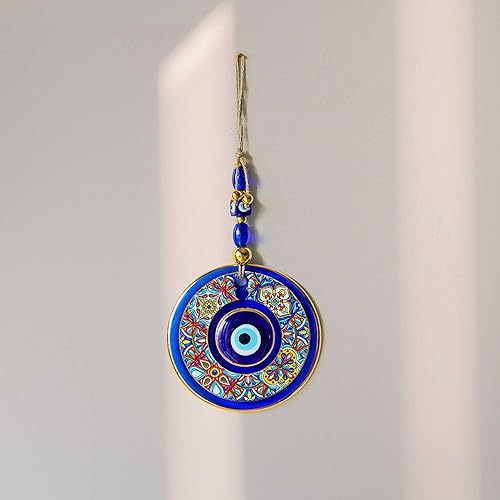 Miniatura 4 de Colgante de pared clásico turco contra el mal de ojo, 5.1 pulgadas de diámetro, nazar de cristal hecho a mano para protección y buena suerte, regalo
