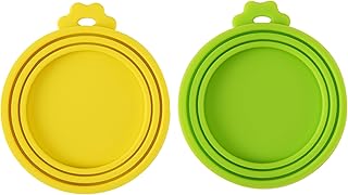 NHCDFA Tin Covers for Dog Food, 2pcs Pet Can Lids for Dog Food Tins, Can Lids for Tins Fits All Standard Can Sizes, Universal Silicone Cat Food Can Covers for Tins (Yellow and Green)