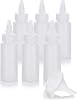 JUVITUS 2 oz Natural Clear Plastic Squeeze Bottle with Twist Top Spout + Funnel (6 pack)