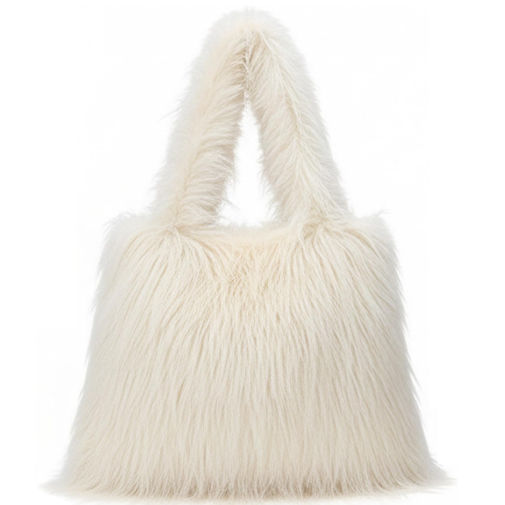 Bemonew Unisex Beige Fluffy Bag Fluffy Bag Large Capacity Purse Handbags Lightweight Furry For Women Winter