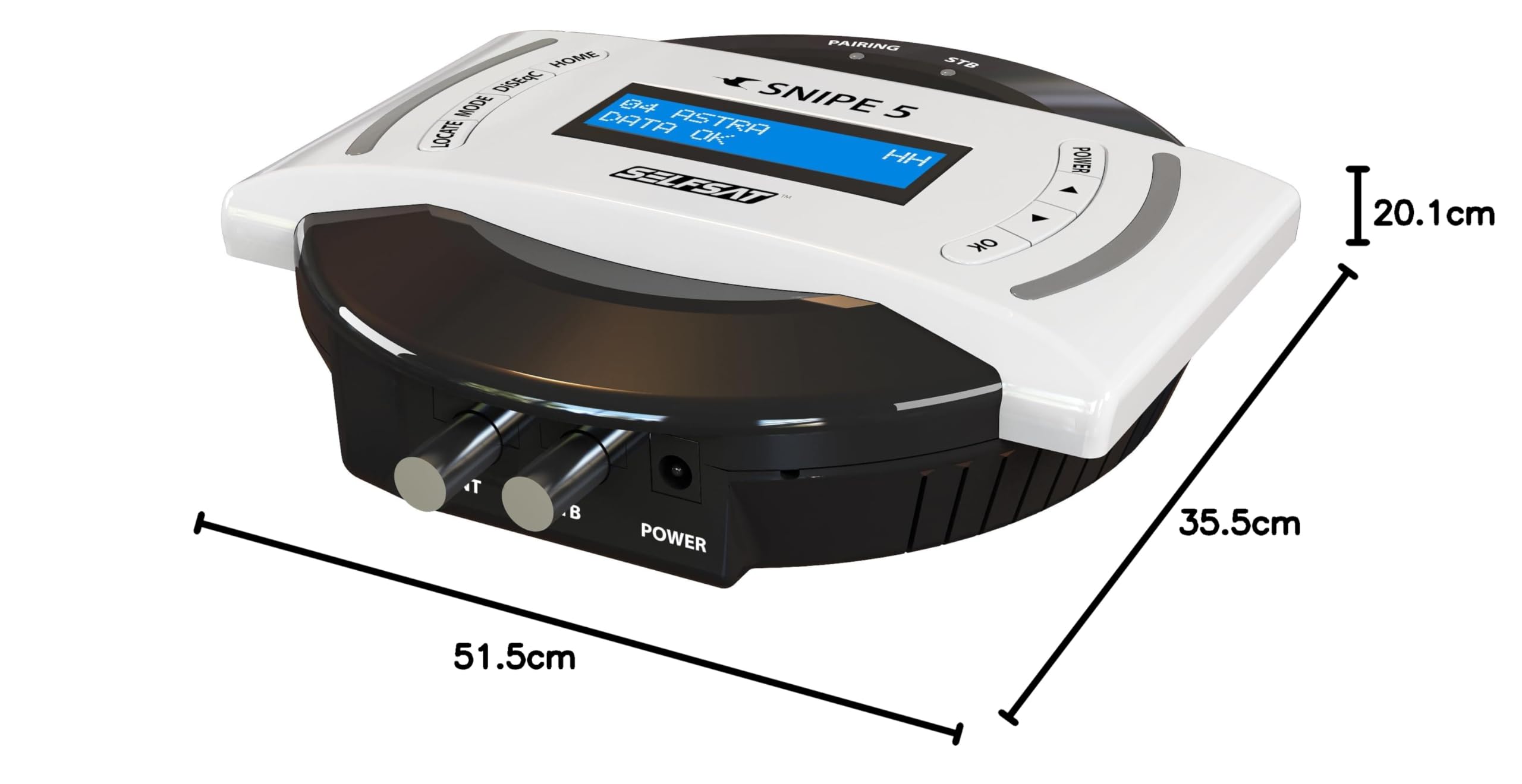 Selfsat Snipe 5 Single – Vollautomatische Camping-Antenne – Weiß | Satelliten-Antenne, für Caravan und Wohnmobil, Bluetooth-Controller