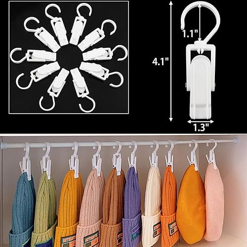 Miniatura 9 de AKOAK 10 piezas de clip de plástico blanco para sombreros, clip de lavandería multifunción giratorio para cortinas para colgar bufandas para el