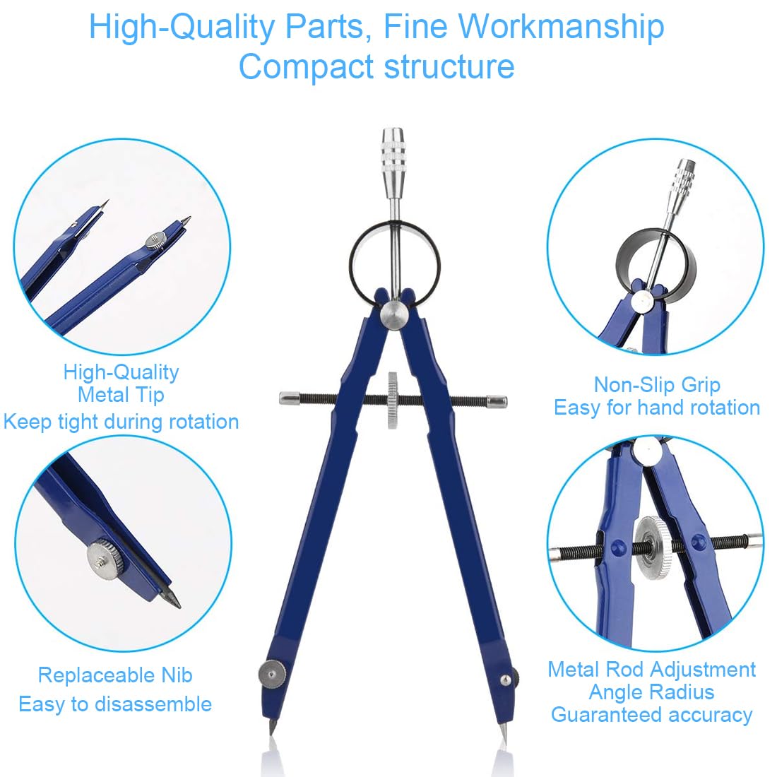 Compasso Di Precisione In Metallo - 2 Pezzi Per Scuola, Disegno E Lavoro - Foto 11