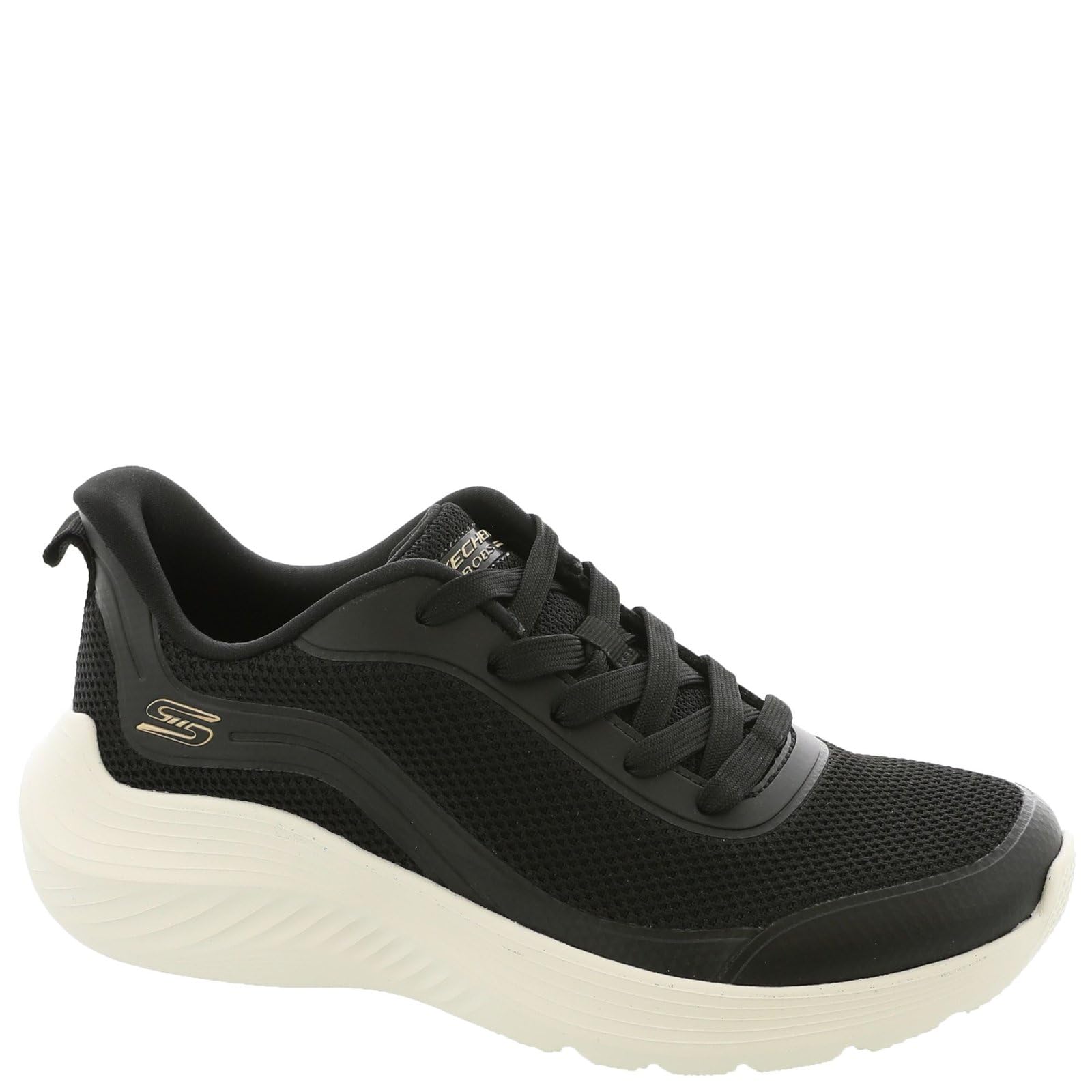 Skechers Women's Bobs Squad Waves-Still Wading Sneaker, Black/Black, 9