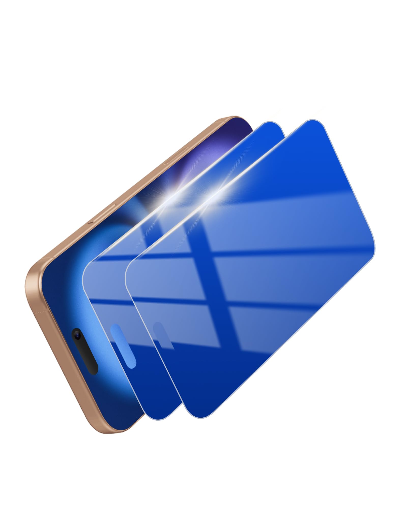 2 Pack for iPhone 16 Privacy Screen Protector, 9H Tempered Glass [Colorful-Blue] [Easy Installation Frame] [Anti-Blue Light] Private 6.1'', Anti-Bubble, Full Coverage