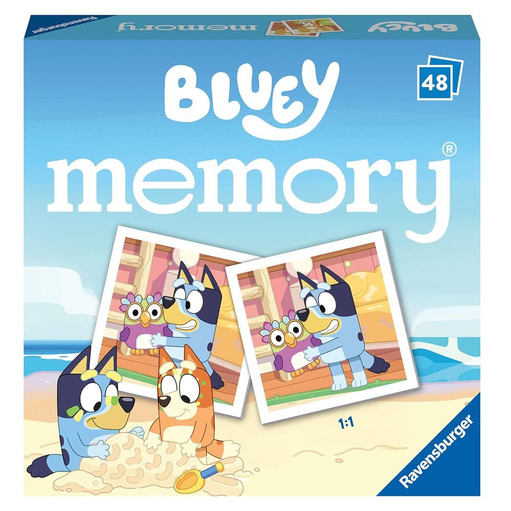 Ravensburger Bluey Mini Memory - Matching Picture Snap Pairs Game For Kids Age 3 Years and Up