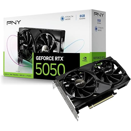 PNY NVIDIA GeForce RTX™ 5050 Dual Fan, Graphics Card (8GB GDDR6, 128-bit, SFF-Ready, PCIe® 5.0, HDMI®/DP 2.1, 2-Slot, NVIDIA Blackwell Architecture, DLSS 4)