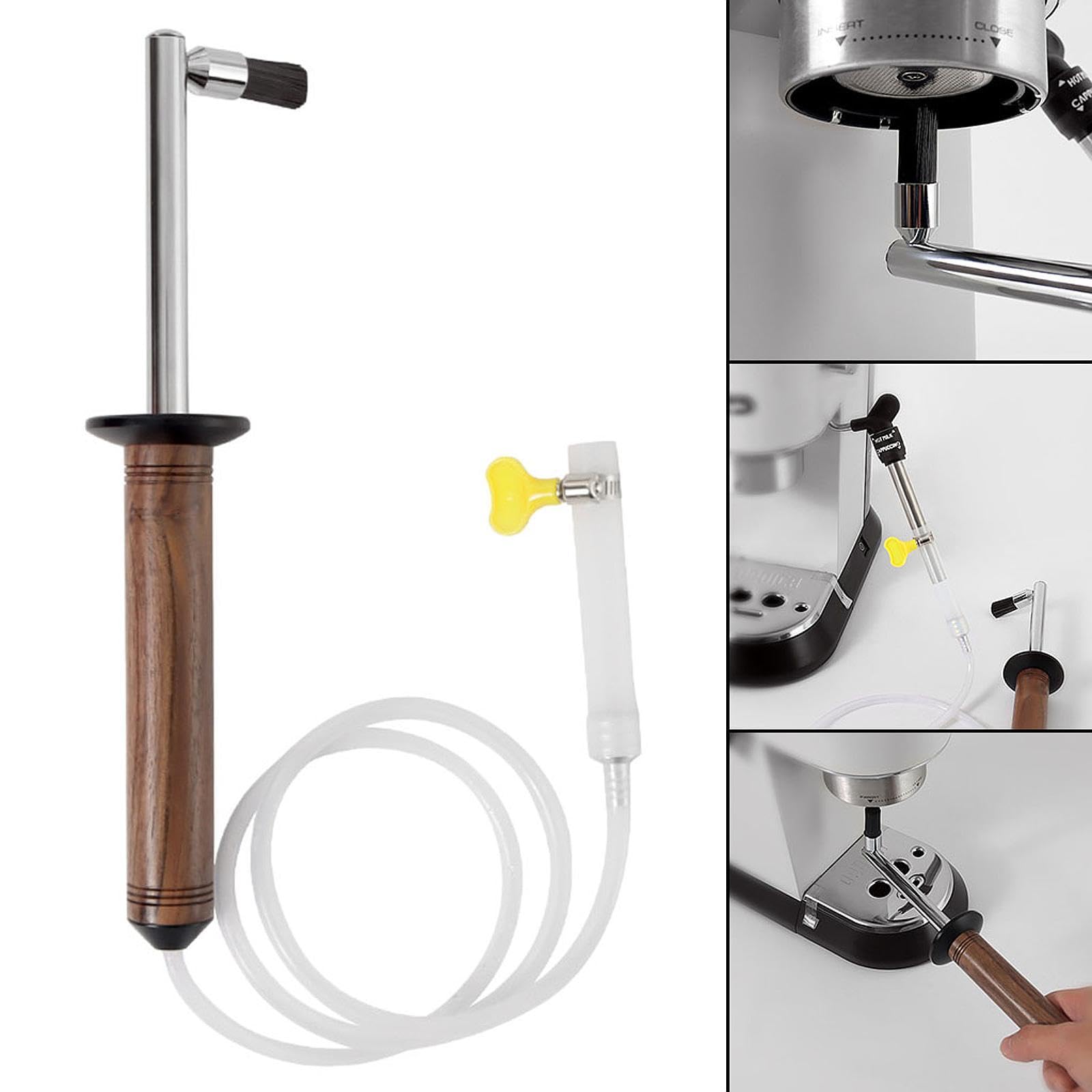 Yajuyi Cepillo de Limpieza para Máquinas de Café Herramienta Profesional con Mango Largo de Madera Cerdas de Nylon y Función de Limpieza Profunda Adecuado