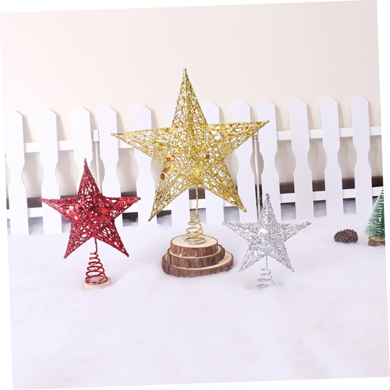 Cabilock 4 Juegos Estrella Superior del Árbol De Navidad Topper De Árbol Estrella De Oro Adornos Topper De Estrella De Árbol De Navidad Dorado Copa del Árbol Golden Planchar 2 Piezas * 4