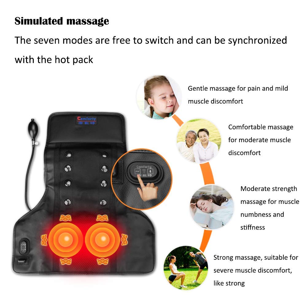 Cuscino massaggio risCaldato spalla e collo, cuscino massaggio riscaldamento (7 modi + 3 velocità + 10 magneti),Black,Intelligent