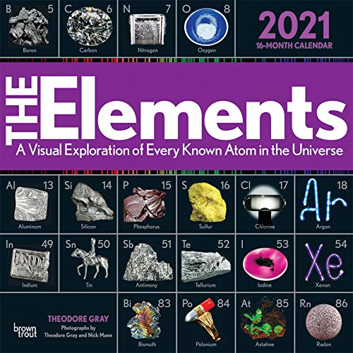 The Elements 2021 12 x 12 Inch Monthly Square Wall Calendar by Hachette, Chemistry Atoms Tabular Electron