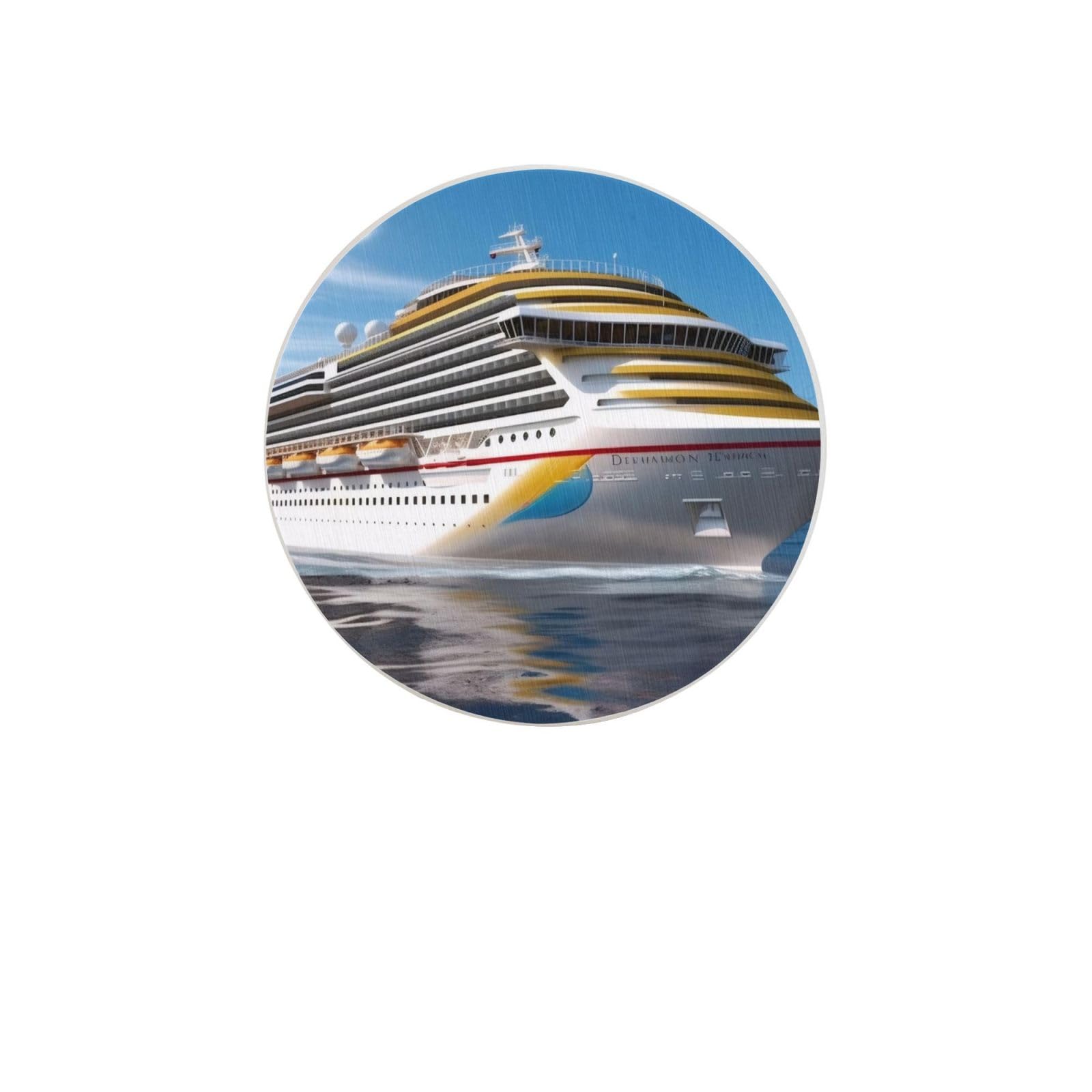 Cruise Ship Absorbent Drink Coasters Diatomaceous Round Coaster 4 Inch Reusable Cup Coasters Set 4pc